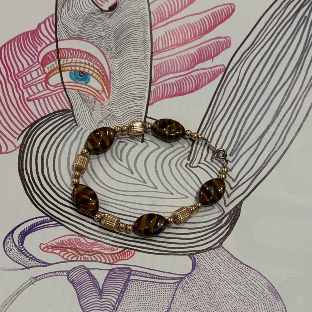 14k Gold Filled Tiger Eye  vintage